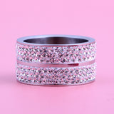 High Quality Classic Stainless Steel 6 Row Crystal Jewelry Wedding Ring