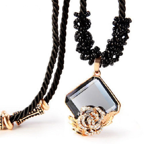 High Quality Fashion Long Necklaces For Women Crystal Necklaces Classic Jewelry Rope Chain Pendant Necklace Jewellry