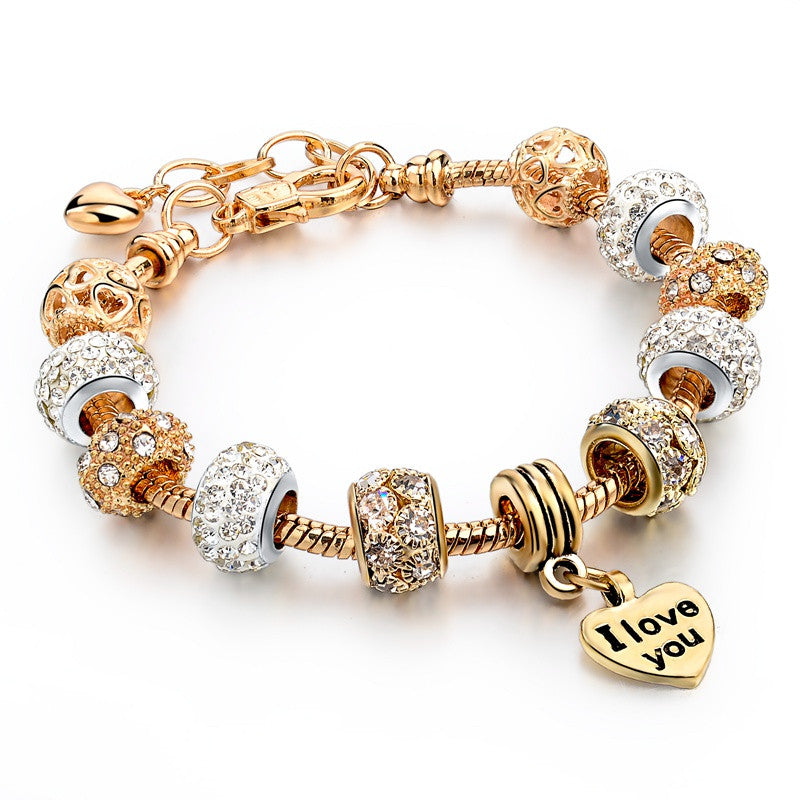 High Quality Heart Charm Bracelets For Women Snake Chain Gold Plated Bracelets & Bangles Fashion Jewelry