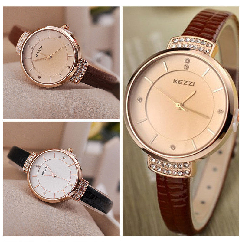 High Quality KEZZI Brand Leather Strap Watches Women Dress Watch Waterproof Ladies Quartz Watch