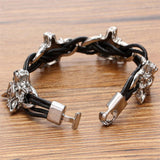 High Quality Men Bracelet Stainless Steel & Wolf PU Cuff Leather Bracelets Bangles Men Jewelry Accessories For Best Friends
