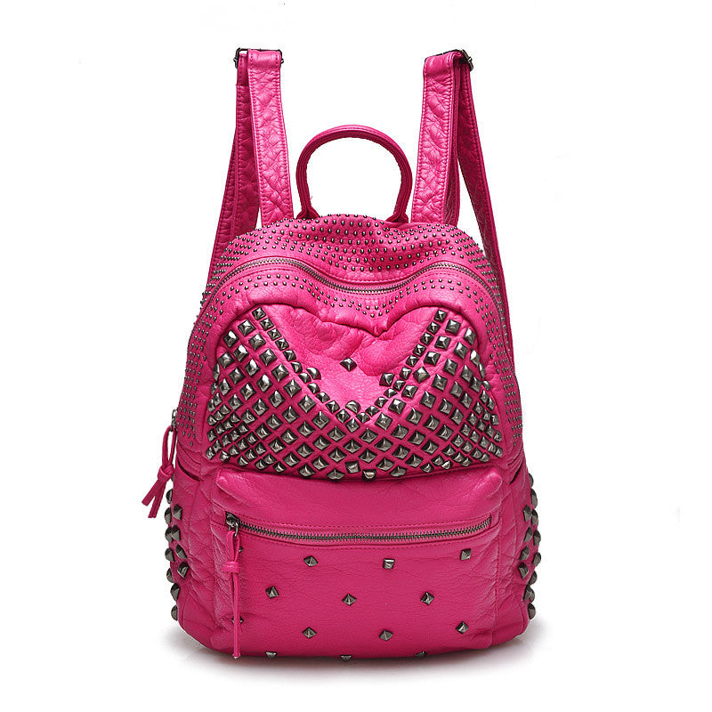 Women Backpacks Washed Leather Backpacks Lady Girls Travel Women Bags Rivet Backpacks Student School Bag