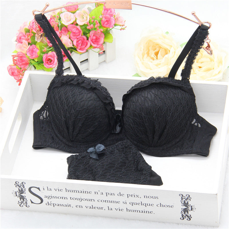 High quality women push up bra sets sexy lace Jacquard mesh girl bra set underwear lingerie sets bra + panties