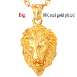 Hip Hop Big Lion Head Pendant & Chain For Men Jewelry Wholesale Platinum/Yellow Gold Plated Vintage Kpop Statement Necklace 