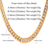 Hiphop Yellow Gold Plated Two Tone Chains For Men Fashion Jewelry 18'' 22'' 26'' 6MM Kpop Choker/Long Cuban Link Necklace 