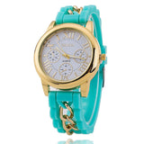 Hot Fashion Silicone Geneva Watches Fashion Women Chain Watch Ladies Dress Wrist Watches Relogio Feminino