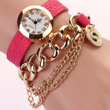 New Arrivals Women Fashion Leather Strap Watches Chain Rivet Bracelet Women Dress Watch Wristwatches Casual Gift