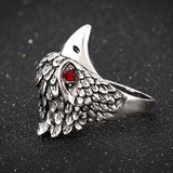 Hot Punk Animal Ring New Fashion Eagle Head Plating Silver Vintage Jewelry Inlay Black Crystal Rings For Man