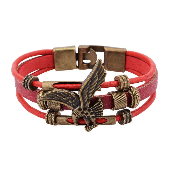 Hot Sale European Style Vintage Eagle Rope Bracelets 100% Genuine Leather Bracelet Bangle For WomenFashion Friendship Gift