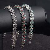 Hot Sale Evil Eye Bracelet 3 Color Choices Vintage Look Turkish Jewelry Covered Charm Crystal Bracelet For Women
