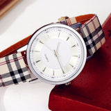 Hot Sale Fashion Gold Watch Plaid Leather Quartz Watch Women Watches Clock Ladies Wrist Watches