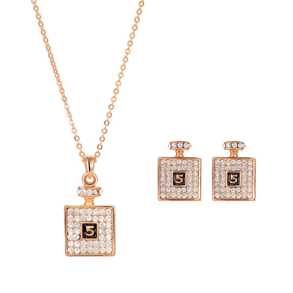Hot Sale Jewelry Set Gold Plated Austrian Crystal Pendant Necklace Drop Earrings For Women Jewelry Wedding Bridal Jewelry Sets
