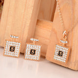 Hot Sale Jewelry Set Gold Plated Austrian Crystal Pendant Necklace Drop Earrings For Women Jewelry Wedding Bridal Jewelry Sets