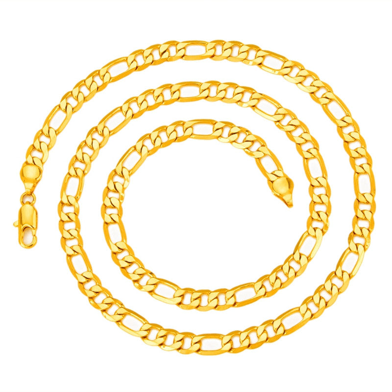 Hot Sale Men's 18K Yellow Gold Plated Italy Figaro Chain Necklace 24" 60CM