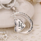 Hot Sale Polish Moon Heart With I love You Letter Pendant Necklace Women Chain Necklaces Jewelry Gifts