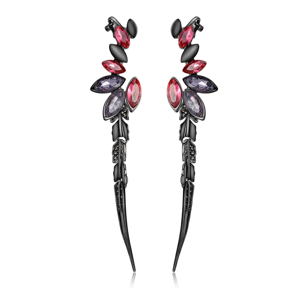 Hot Sale Viennois Fashion Gun Plated Dangle Earrings Full Crystal Circle Geometric Vintage Long Earrings Jewelry for Women