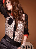 Hot Sale shirt women clothing 2015 New Fashion women blouse Chiffon Blouse Long Sleeve pocket Leopard patchwork shirt