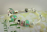 Hot Sell 925 Silver European Charm Bracelet Bangle for Women with Murano Glass Beads Fashion Love DIY Jewelry