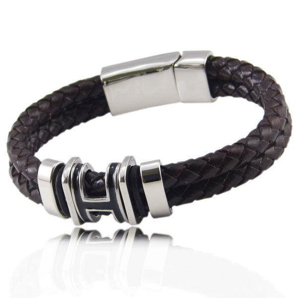 Hot Sell! Brand Bracelet 316 l Stainless Steel Punk Men And Women Braided Leather Bracelet