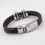 Hot Sell! Brand Bracelet 316 l Stainless Steel Punk Men And Women Braided Leather Bracelet