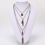 Hot Selling Jewelry Leaf Choker Collar Maxi Necklaces & Pendants Long Chain Multi Layer Necklace For Women