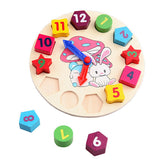 Wooden toy Digital Geometry Clock Children's educational toy building blocks