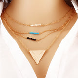 Hot Summer Style Chain Geometric Cross Necklaces Leaf Eye Multilayer Infinity Bohemia Bead Double Chain Necklace Women