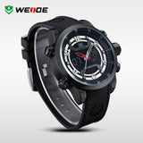 WEIDE Sports PU Band Quartz Movement Military Army Diver Stainless Steel Buckle Men Watch Luxury Brand Famous Wristwatches