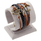 Hot men and women jewelry love owl charm bracelets anchor leather bracelet best friend friendship bracelets & bangles