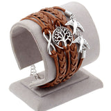 Hot men and women jewelry love owl charm bracelets anchor leather bracelet best friend friendship bracelets & bangles