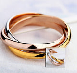 Hot sale Classic Party Finger Ring 3 Rounds 18K Platinum Yellow Gold Plated Fashion Brand Rings For Women and Men Jewelry