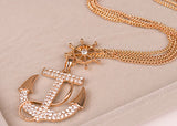 Hot sale Fashion jewelry classical crystal anchor pendant necklace
