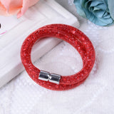 Hot sale Mesh Double Stardust Bracelets With Crystal stones Filled Magnetic Clasp Charm Bracelets