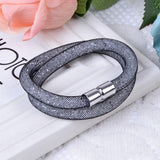 Hot sale Mesh Double Stardust Bracelets With Crystal stones Filled Magnetic Clasp Charm Bracelets