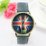 Hot sale uk flag casual watch 11 colors brand quartz watches vintage style women dress wristwatches