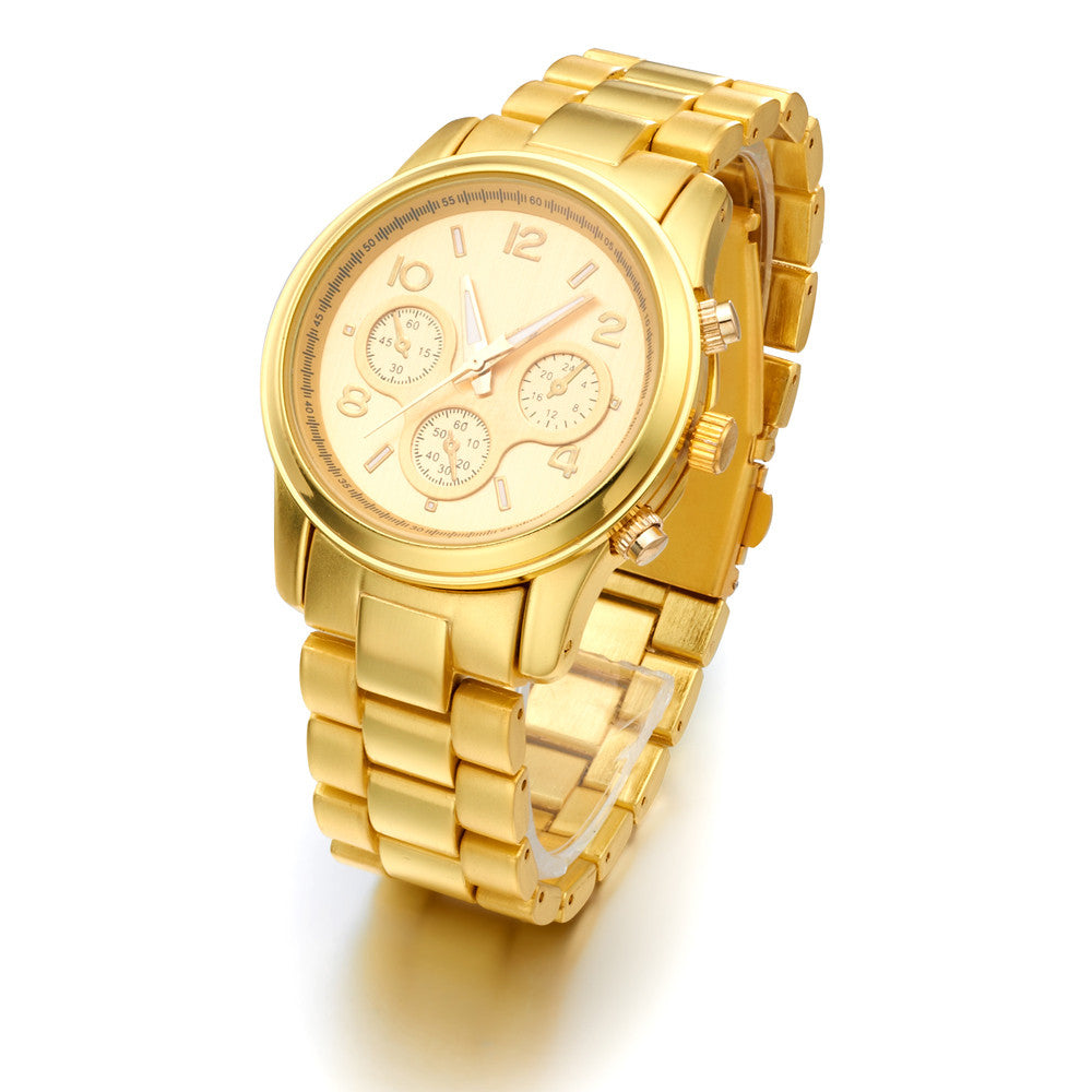 Brand Gold Plated Stainless Steel fashion man women ladies Janpan Quartz Movement Wrist Watch