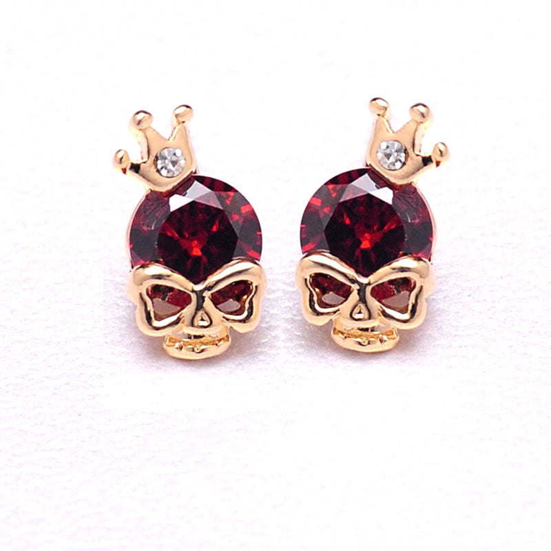 Hot style Fashion Stud Earrings CZ Diamond 18K rose Gold Plated classy desgin high quality Skull Stud Earrings