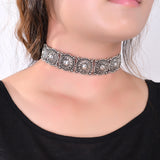 Hot Boho Collar Choker Silver Necklace statement jewelry for womenFashion Vintage Ethnic style Bohemia Turquoise Beads neck