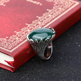 Hot Boutiqu Big Ruby Jewelry Fashion Vintage Wedding Womens Rings Mosaic Gray Crystal Plating Silver Turquoise Ring