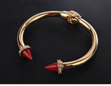 Brand Jewelry Punk Bracelet Colourful Resin Double Arrow Tapered Titanium Gold Plated/Silver Rhinestone Rivets Nail Cuff Bangle