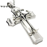 Hot Fashion Men's Stainless Steel Three-layer Cross Pendant Necklace Chain