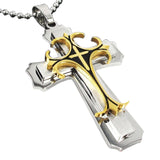 Hot Fashion Men's Stainless Steel Three-layer Cross Pendant Necklace Chain