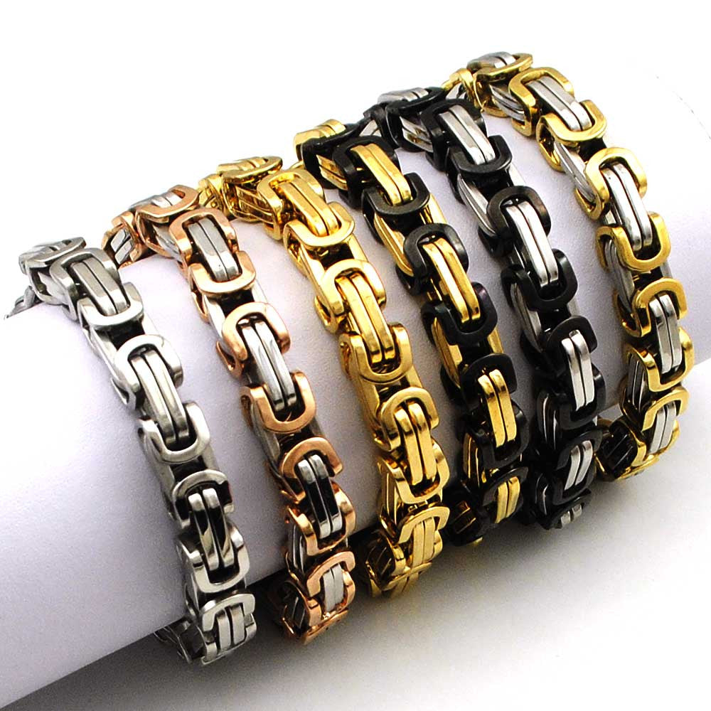 Hot Fashion Stainless Steel Bracelet Men Byzantine Link Chain Bracelets & bangles Pop Love Style