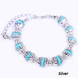 Hot Fashion Vintage Bracelets Turquoise Beads DIY Jewelry Bracelet Plated Silver