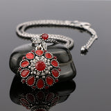 Hot Gorgeous Bohemia Vintage Jewelry Fashion Resin Silver -Plated Women For Pendant Long Necklace Crystal Gifts 