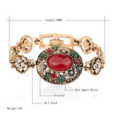 Hot Red Circular Turquoise Bohemia Style Rhinestone Bangles Wedding Jewelry Bracelets For Women