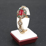 Hot Red Circular Turquoise Bohemia Style Rhinestone Bangles Wedding Jewelry Bracelets For Women