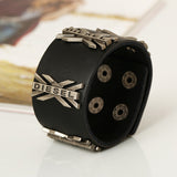 Hot Rock Handmade Braided Black Genuine Leather Bracelets & Bangle Hip-Hop Punk Wide Cuff Bracelets Men Jewelry Accessory