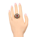 Hot Ruby Jewelry Rainbow Wedding Ring Dual Color Plating Round Austrian Crystal Rings For Women 