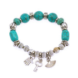 Hot Sale 8 Designs Animal & key & Star Elephants Bracelet Retro bohemian Style beaded Turquoise Fashion Women Bracelet Jewelry
